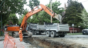 Heavy equipment doing construction work